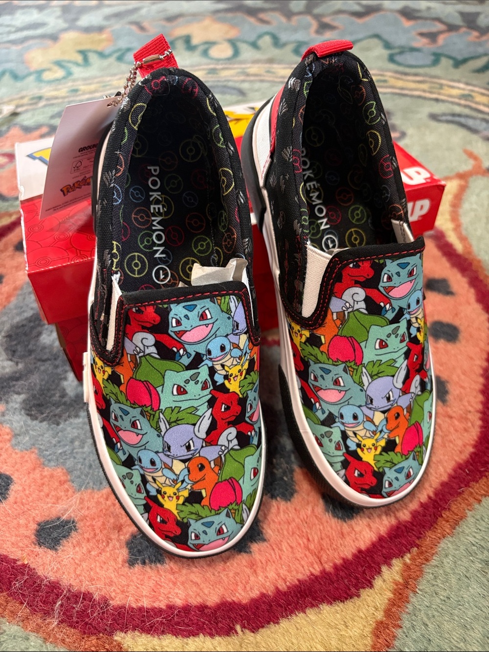 Pokemon Kids' Slip-On Sneakers in Black, Red, Green, Blue, Yellow
